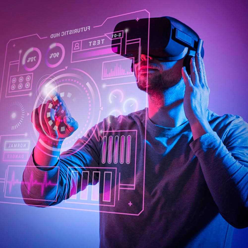 Man wearing VR glasses